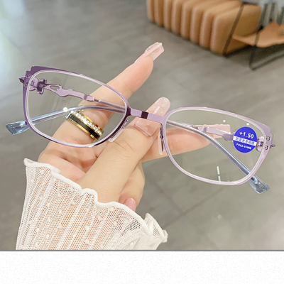 Gafas de lectura para mujer, lentes ópticas para presbicia, ordenador, gafas graduadas de grado de aumento, gafas de grau feminino: Morado / +150