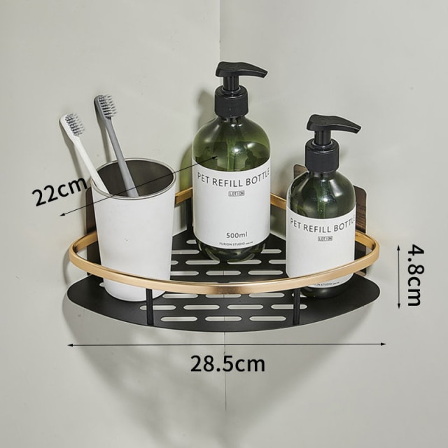 Iskemätön kylpyhuone hylly hyllyt shampoo suihku säilytysteline keittiön pidike wc keittiön järjestäjä kylpyhuonetarvikesarja: Sektorillinen  b 1pc
