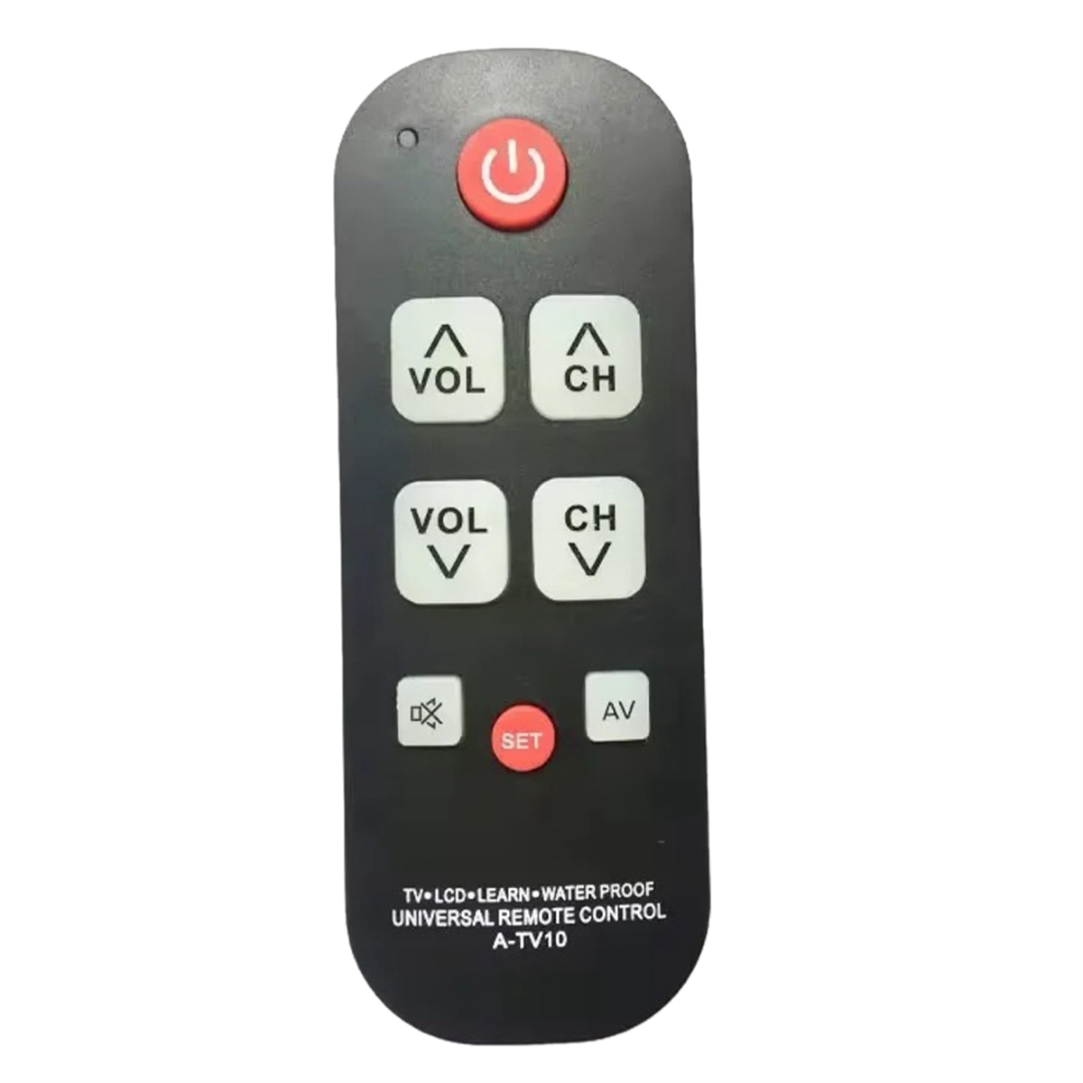 ABAC-A-TV10 TV Remote for Seniors Universal Controller Simple Waterproof Remote Control with LED Light for All TV Models