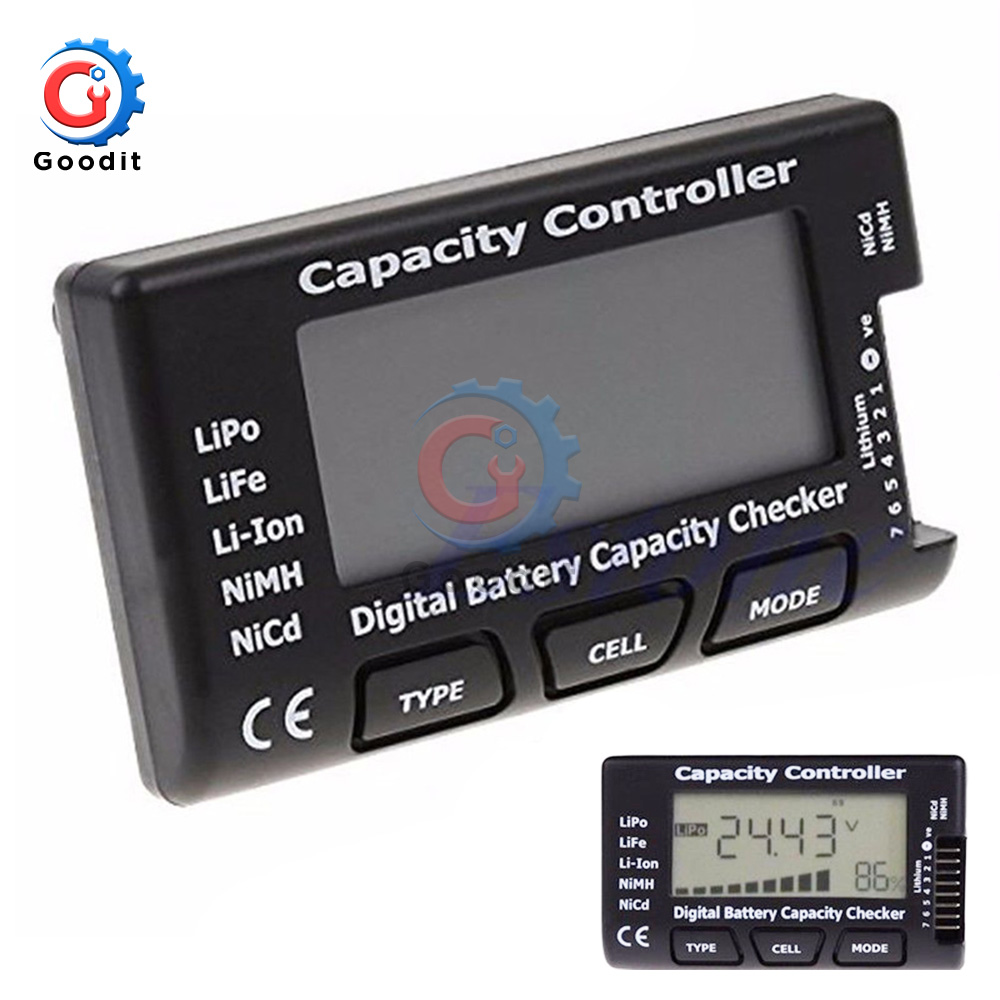 7 Digital Battery Capacity Checker LiPo LiFe Li-ion Nicd NiMH Battery Voltage Tester Checking Capacity Controller