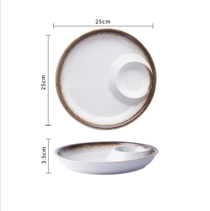 Lingao dumpling parabol husholdnings porcelæn bordservice med eddike skål japansk rund kold fad ret retro separat fad: 10 tommer-b