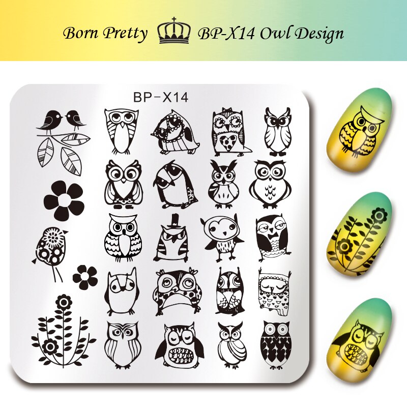 BORN PRETTY série animale estampage plaques timbre modèle hibou fleur Image plaque pochoir ongles outils d'impression