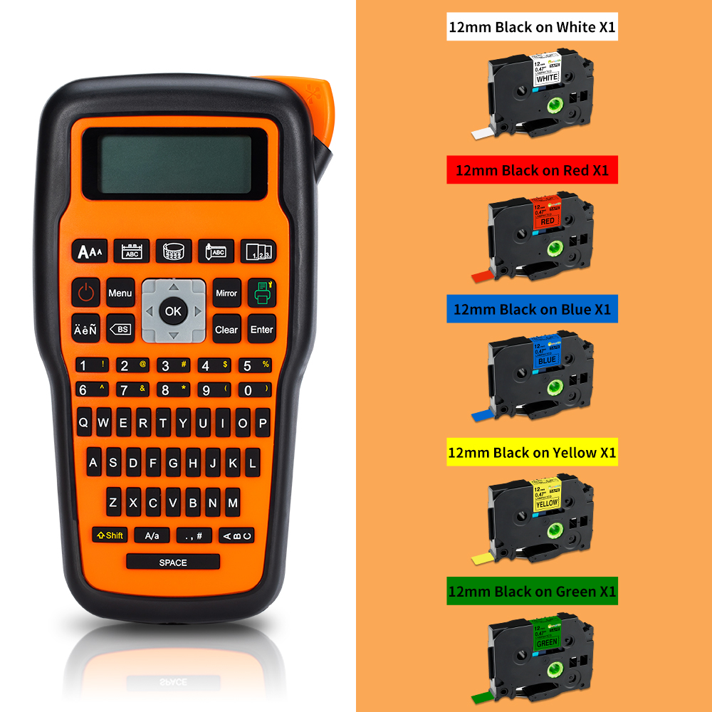 Etiquetadora portátil E1000 PRO, Compatible con cinta de TZe-231 Brother, teclado QWERTY térmico inalámbrico, máquina etiquetadora de múltiples símbolos: Verde