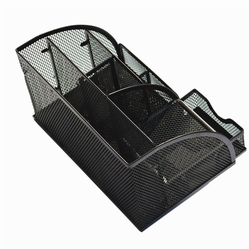 Metal Color Desk Organizer Combination Mesh Desktop Pencil Pen Badge Holder Storage Box Stationery Ruler Office School Supplies