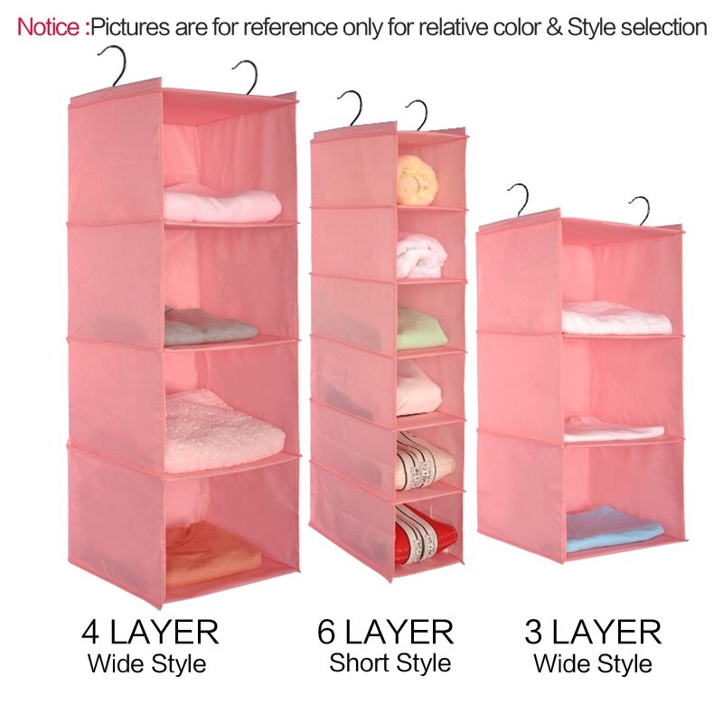 Lesort Thuis Opknoping Kleding opbergtas (Muti Rekken) duurzaam organiseren Planken Eco-Vriendelijke Closet Cubby Geen lade: Pink / 6 layer short style