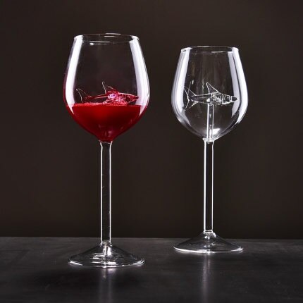 Glass red wine cup set shark cup household lead-free crystal cup goblet Champagne Cup wine with tripe cup: 2pieces