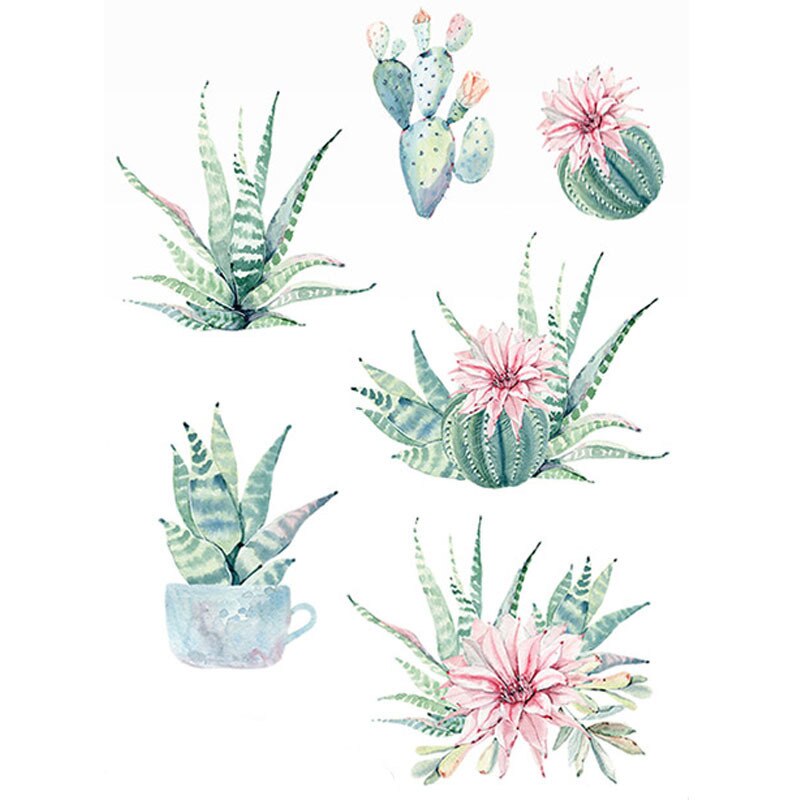 3d Diy Cactus Vinly Wall Stickers Flower Living Room Bedroom Home Decoration Decor Poster Mural