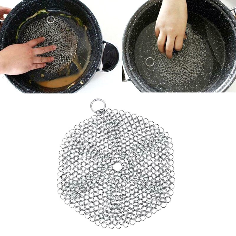 UEJ – filet en maille d'acier inoxydable, brosse de grattoir pour poêles de cuisine