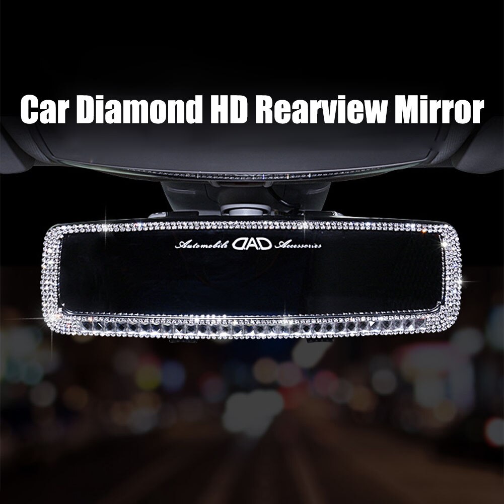 Espejo retrovisor Interior para coche, diamante, espejo retrovisor amplio Universal, diamantes de imitación decorativos, accesorios interiores para coche para chica