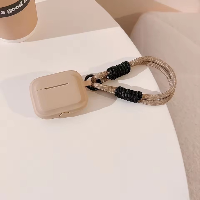 Coque en silicone souple pour Airpods Pro 2 3 1 4, housse de protection de luxe pour écouteurs sans fil avec lanière, accessoires pour écouteurs sans fil: l / Kaki
