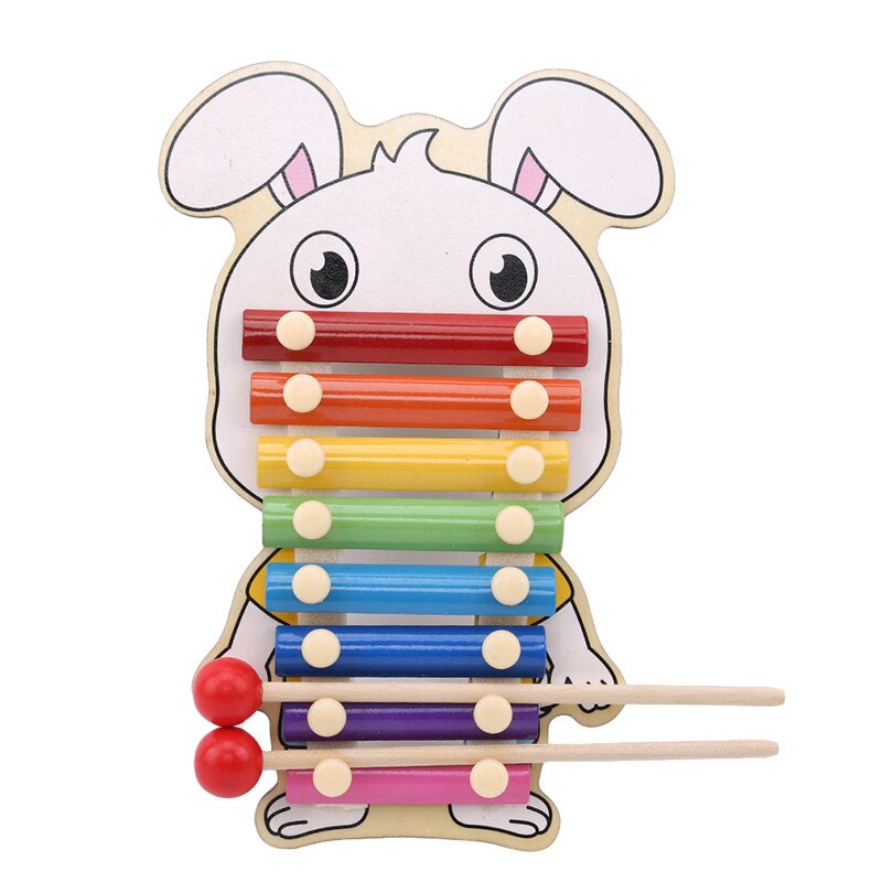 Kids Rainbow Xylophon Animal Pattern Hand knock Music Instruments Piano Baby Educational Toys Xylophon Toys For Children: Rabbit