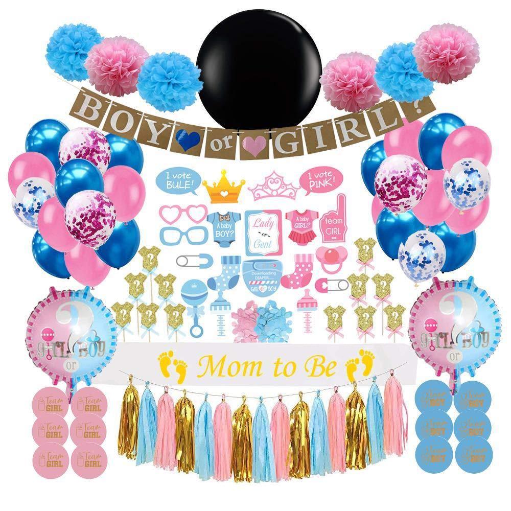 Luksus 36 tommer sort dreng eller pige latex ballon dekorationer til mor at være baby shower køn afslører festkage konfetti balloner: Default Title