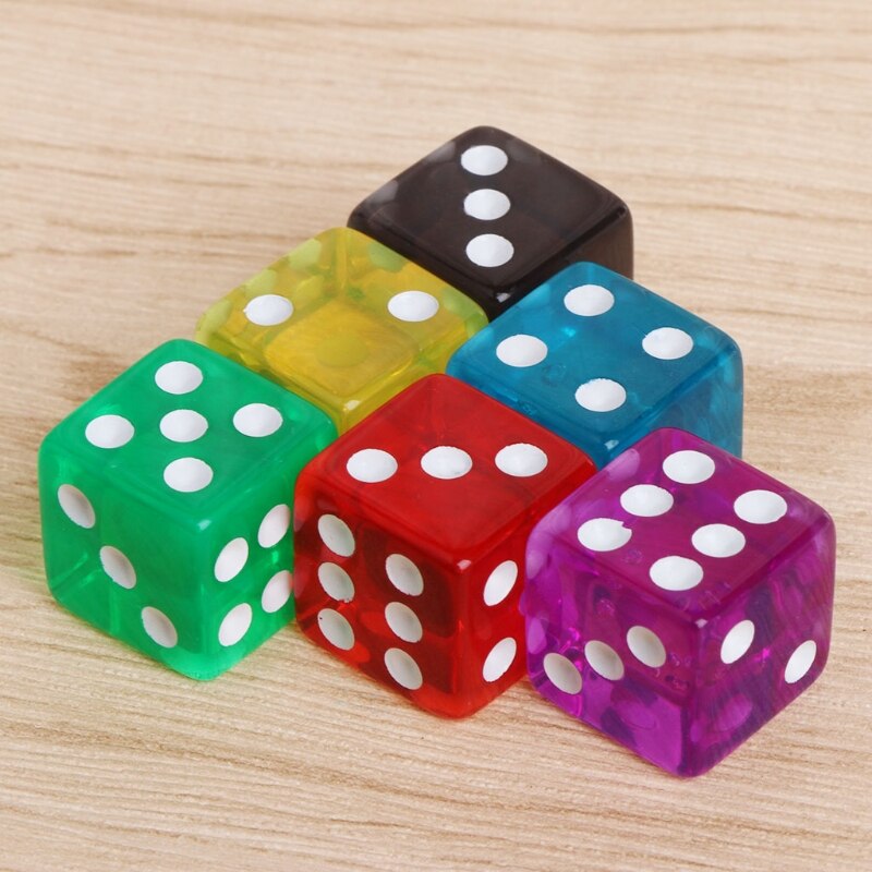 10 pièces Six faces 15mm Cube Transparent coin rond Portable Table jeux de jeu acrylique à boire dés