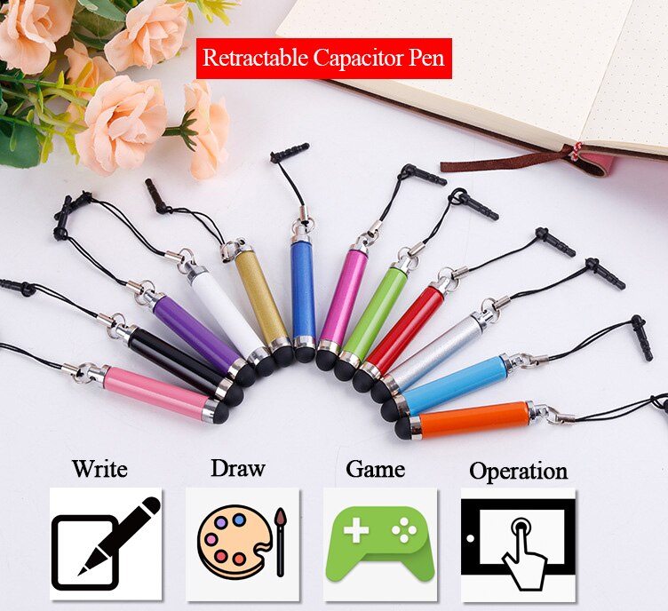10pcs/lot Retractable Stylus Useful Touch Screen Pen for iPhone 4S 4 3GS iPod Touch iPad
