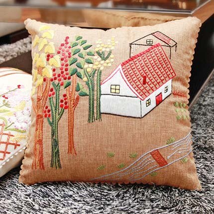 Diy broderi kit örngott överdrag korsstygn handarbete uppsättningar virka stol soffa dekor heminredning 45 x 45cm oavslutad: A / Ingen ring