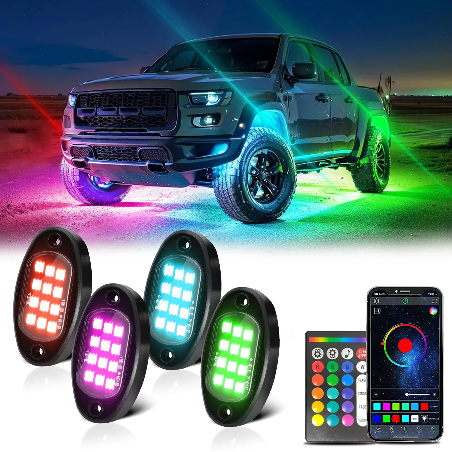 Car LED Chassis Strip PCB Flexible LED for APPAmbient Holding LED Decorative Chassis 4x4 Off-road Ambient Lighting 4/6/8 in 1: 4300K White Yellow