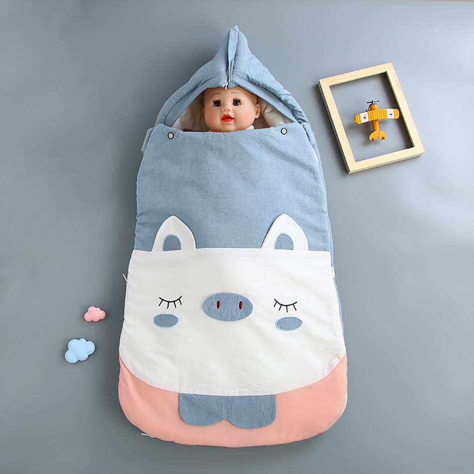 Baby Slaapzak Envelop Voor Ontlading Babyslaapzak Geïntegreerde Winter Dikkere Cartoon Katoen Anti-Kick Baby Deken