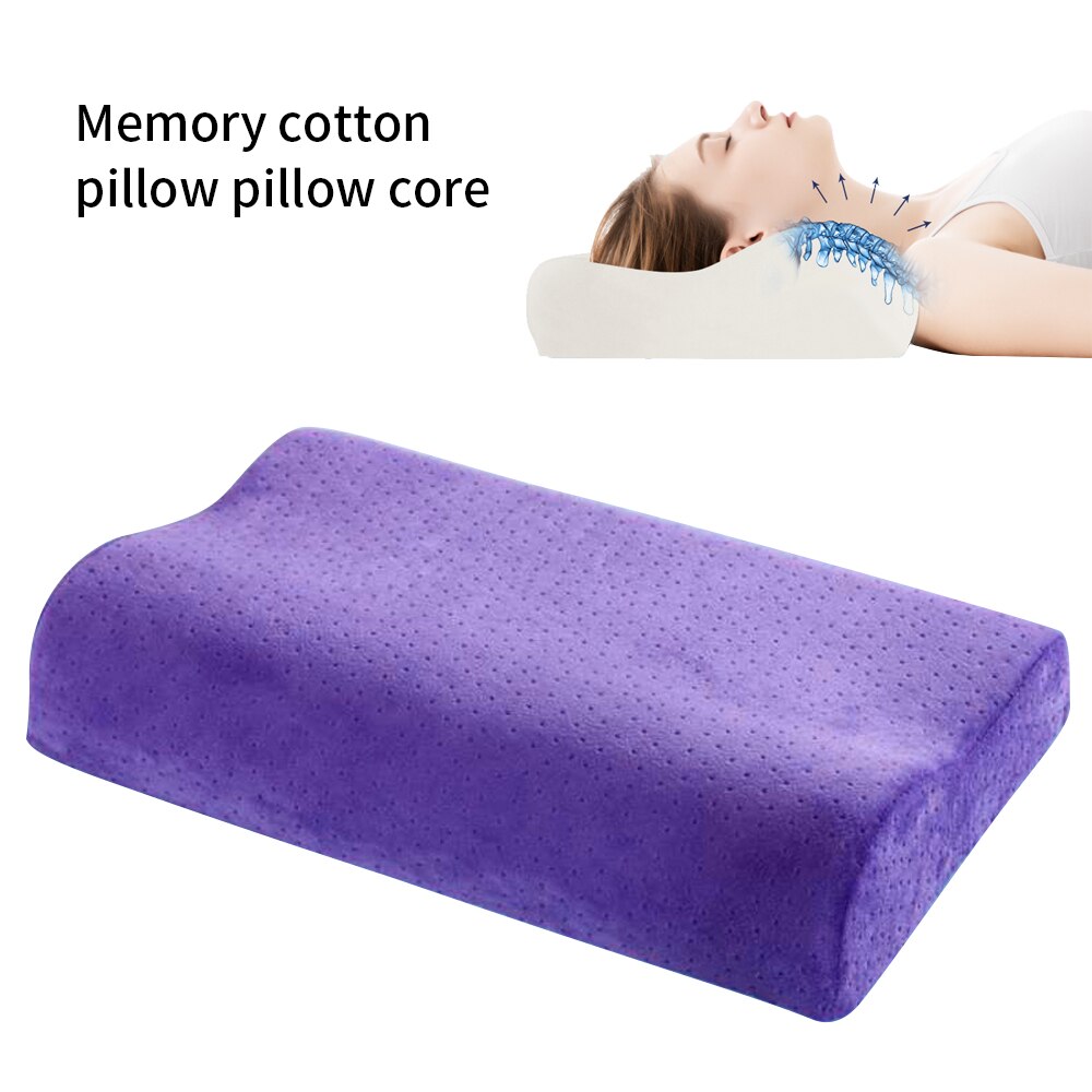 Adult Sleeping Neck-Protecting Memory Foam Pillow With Solid Velvet Pillowcase For Bedroom Office Travel Cervical Therapy Pillow