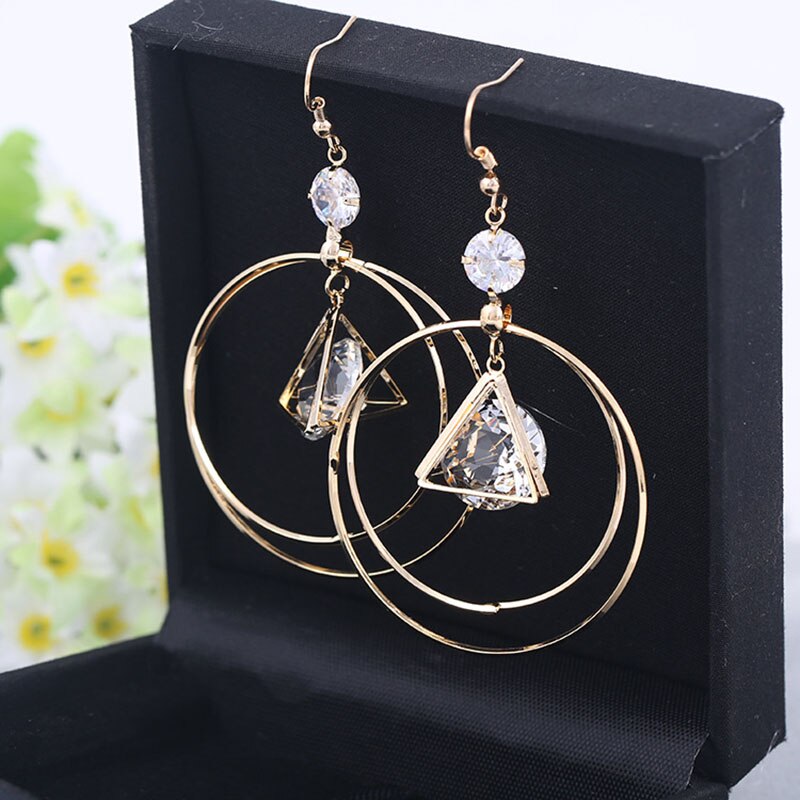 JIOFREE Simple Style Gold Color Zircon Clip on Earrings for Women Round Geometric Earrings Female Jewelry