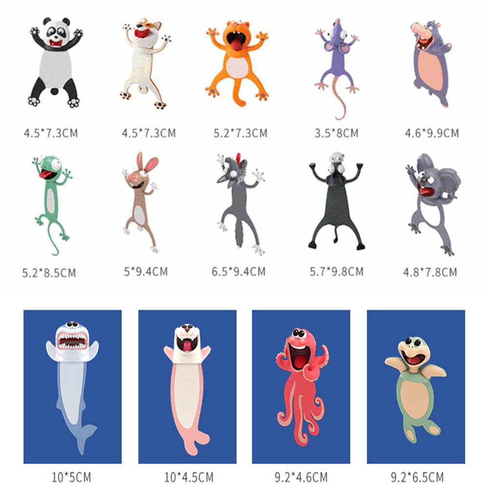 1PC 3D Stereo Lovely Cartoon Animal Bookmarks PVC Material Original Ocean Series Book Marker Stationery Supplies