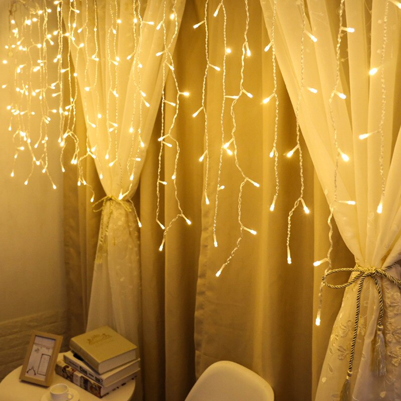 Luci natalizie decorazione esterna 4m 8m 16m 20m Droop 0.6m Led tenda ghiacciolo luci stringa capodanno 2021 ghirlanda fata luci