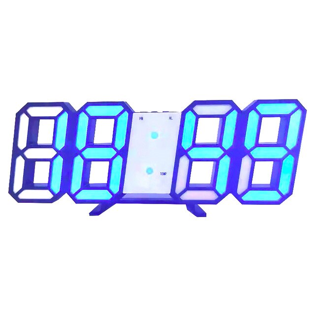 Reloj alarma de pared regulable, LED Digital grande, moderno, 3D, 21,2x8,3x3,5 cm, con pantalla de 12/24 horas