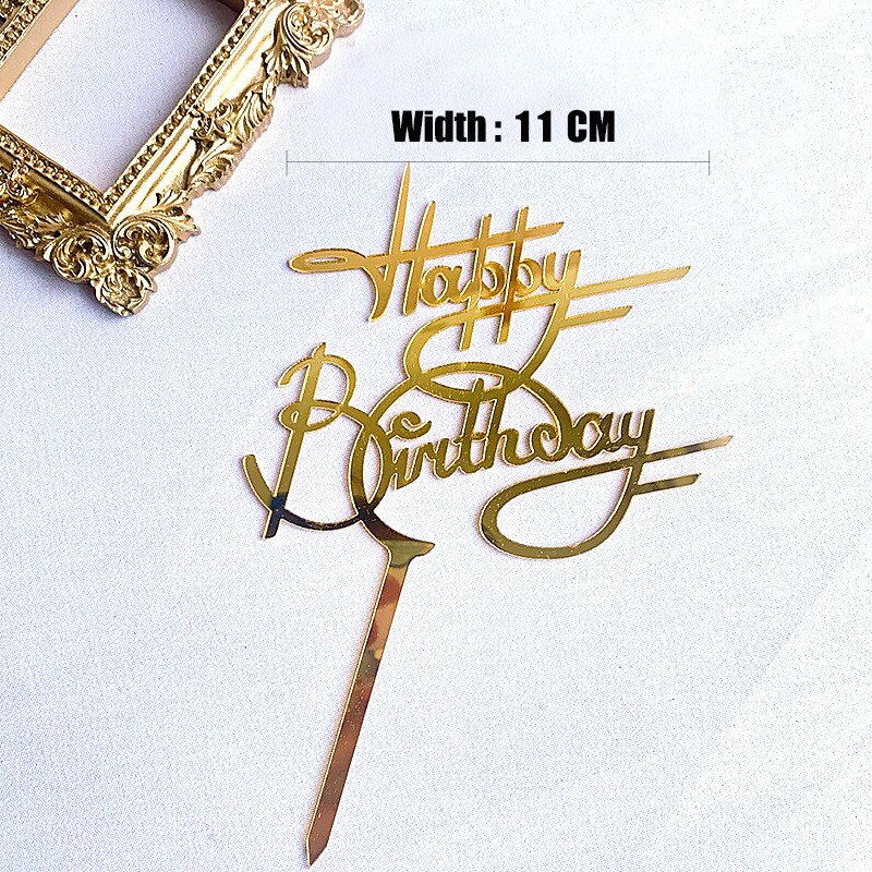 New1PC Happy Birthday Acrylic Letter Cake Topper Baking Cake Insert Decorating Supplies Birthday Party Cake Decorations Supplies