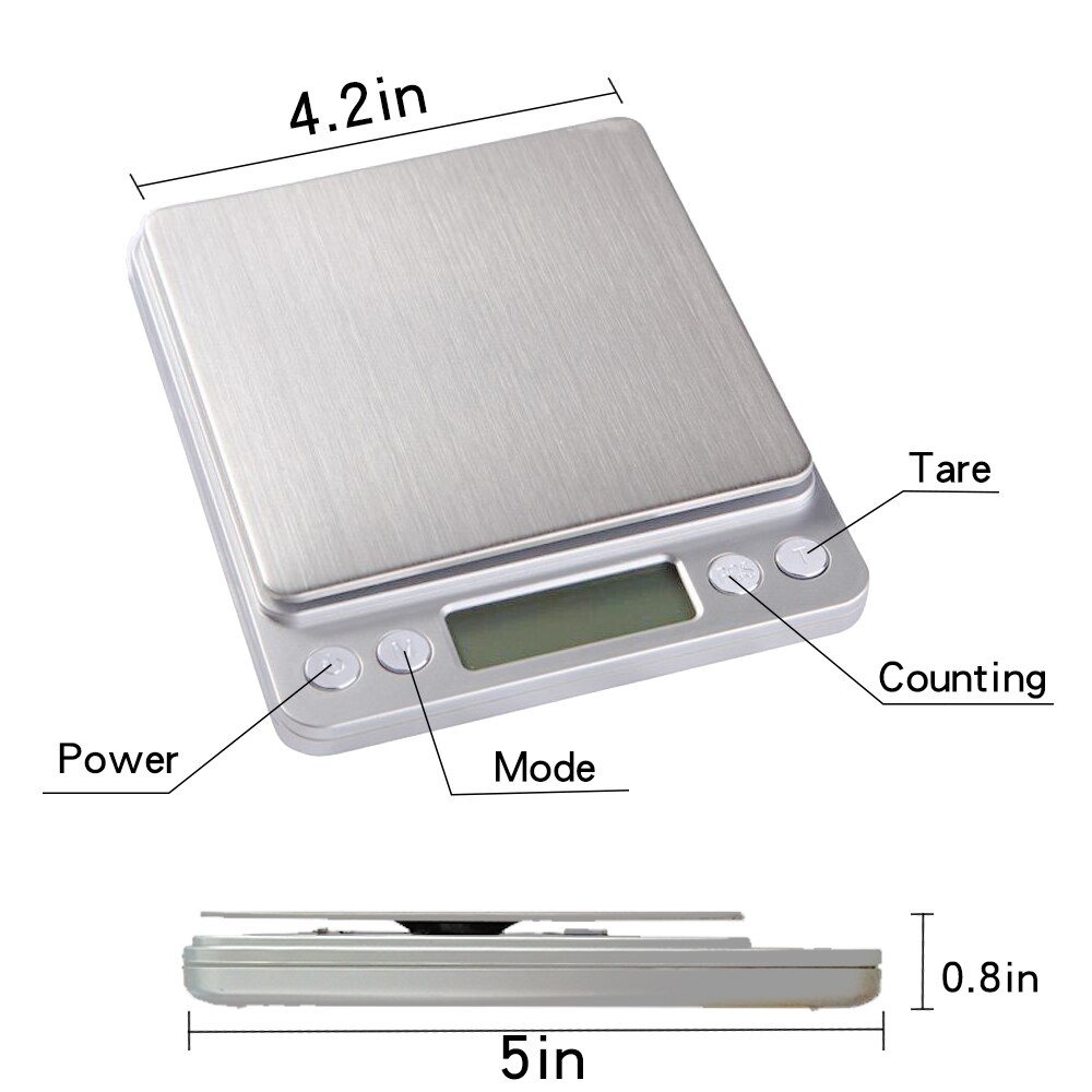 Báscula de cocina de 3kg y 0,1g, balanza Postal para alimentos, báscula Digital portátil de 500g y 0,01g, báscula electrónica LCD, escalas Romana