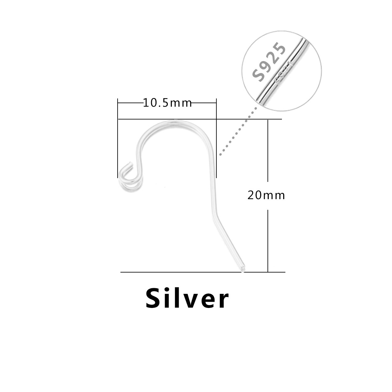 10 Stuks 100% 925 Sterling Zilver Hypoallergeen Oorbellen Haak Anti Allergie Earring Sluitingen Maken Voor Diy Sieraden Maken Levert: V179S