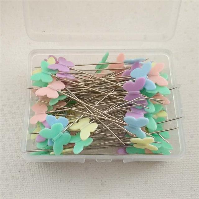 100 stk / boks plomme blomst pin mørk farge manuell rask sommerfugl knapp sommerfugl pin sy pinner og nåler smykker lage  fz57: D