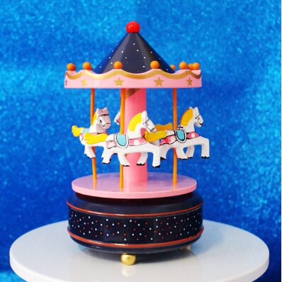 Carousel music box cake decoration birthday geometry music baby room decoration cake decoration home decoration: E