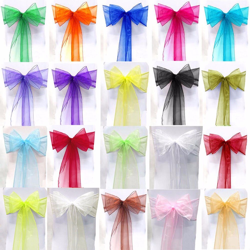 1 PC Organza Chair Cover Sash Bow Wedding Party Receptie Banket Decoratie Sjerpen Stoelbekleding bruiloft stoel knoop