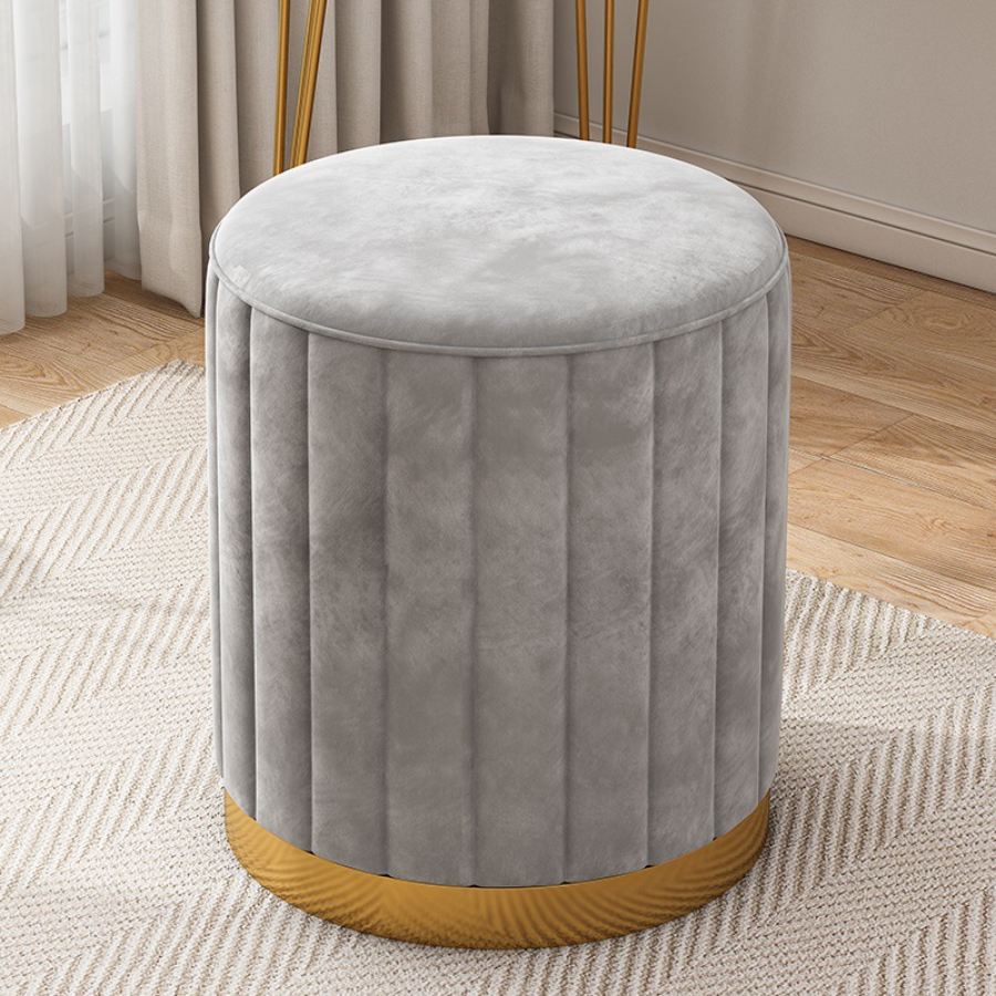 Tabouret de maquillage tabouret rond de luxe chaise chambre en ligne banc de rangement de célébrités canapé tabouret commode tabouret chaise de maquillage petit.: Gris clair