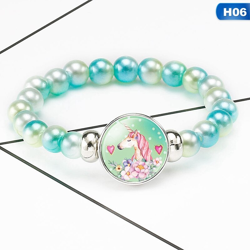 freundlicher Karikatur Einhorn Armbänder Schnur Schmuck Stein Armreif Einhorn Perlen Armbinde Geburtstag Partei freundlicher Armbinde: 06