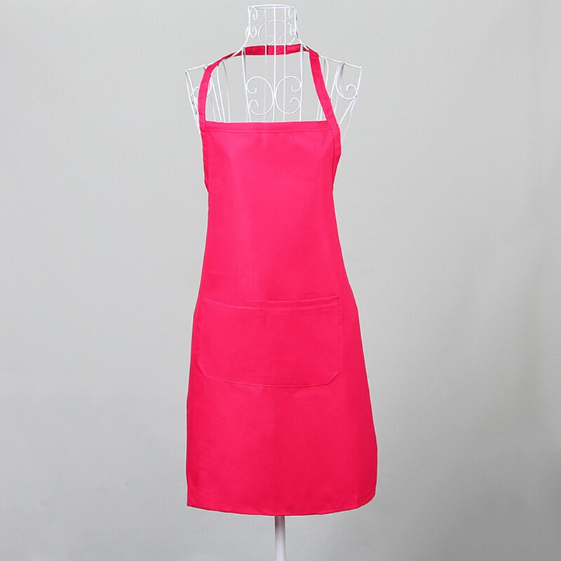 Waterproof Apron Washable Polyester Dual Pockets Unisex Kitchen Pinafore For Waiter Chef Orange-Red Purple Green Household Clean