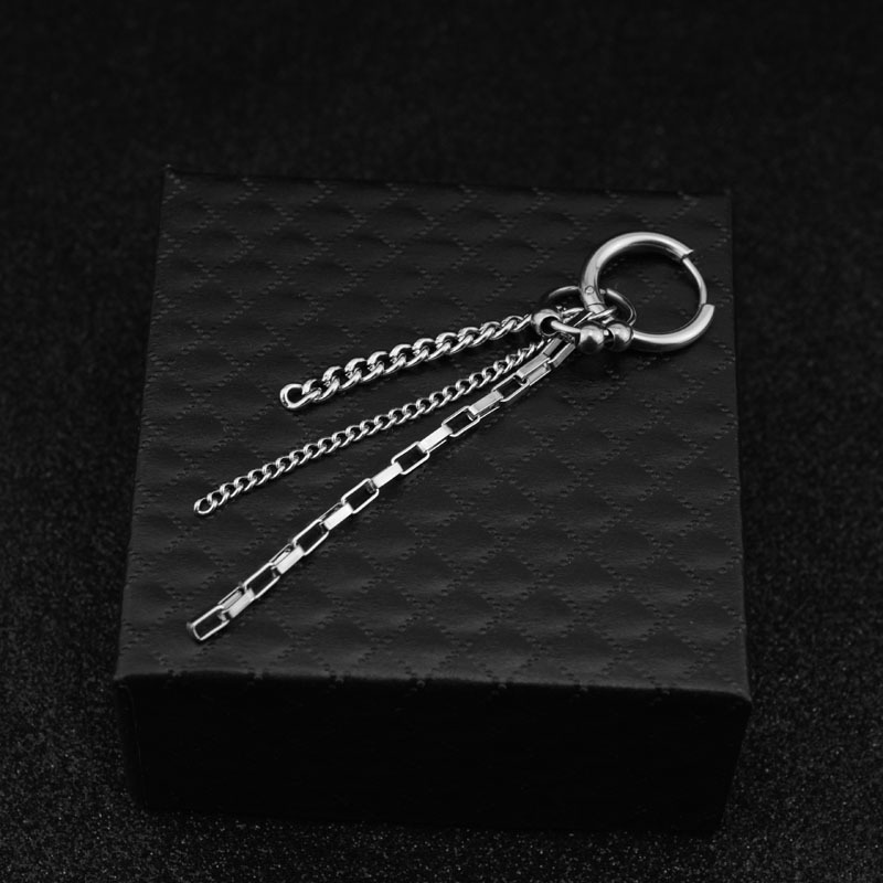 Boucles d'oreilles en acier inoxydable pour hommes/femmes, pendentif étoile lune, pompon Long, unisexe, bijoux Kpop Suga JIMIN, 1 pièce