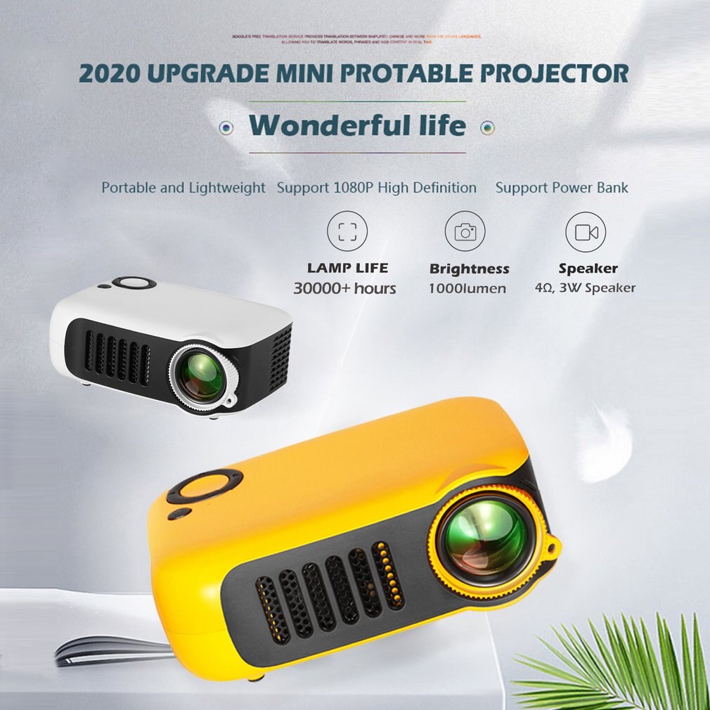 A2000 Portable Mini LED Projector with USB VGA HDMI AV Multimedia for Party Home Entertainment with Remote Control