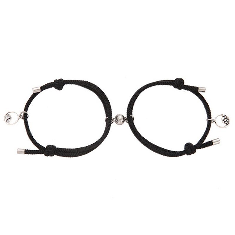 Couple Bracelets Magnet Attract bangle bracelet Women Men Rope Weaving Attract Adjustable Alloy Eachother Couple Bracelet: BK