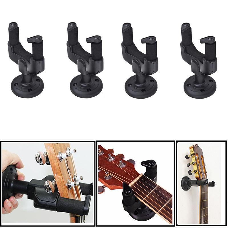 Gitarr väggmonterade hängare gitarr väggmonterad hylla gitarrförvaring display rack krok auto lås grepp och metall bas (svart)