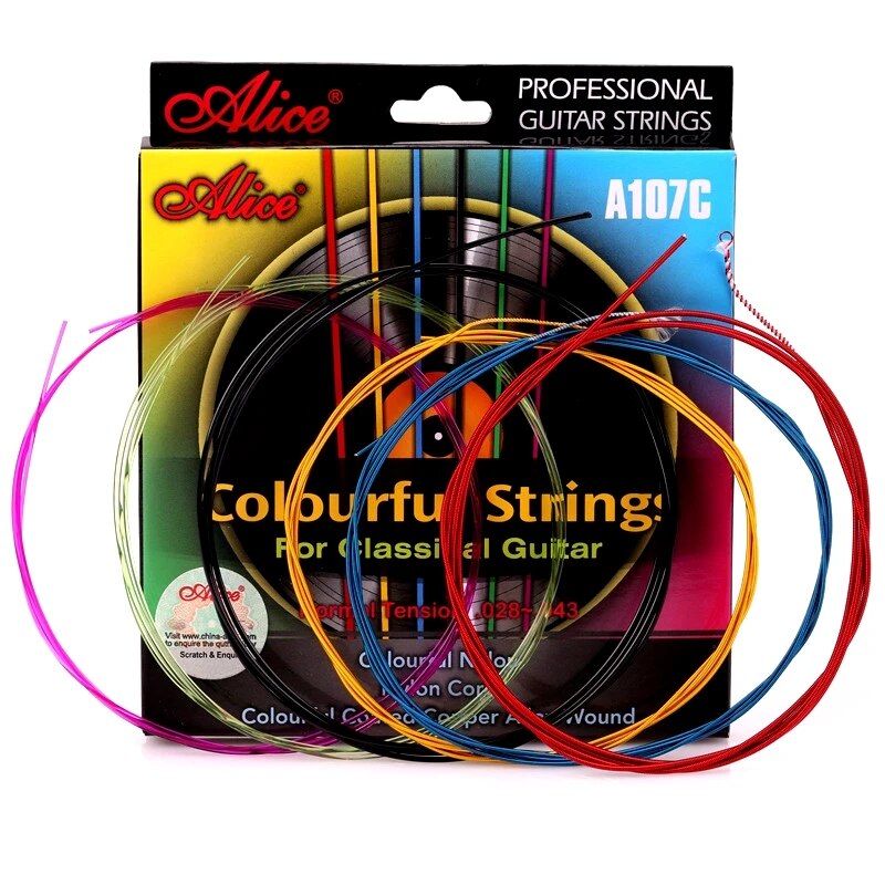 Cuerdas de guitarra clásica Alice 6 unids/set cuerdas de fibra de nailon para guitarra instrumentos musicales clásicos piezas de guitarra A106/107C-N
