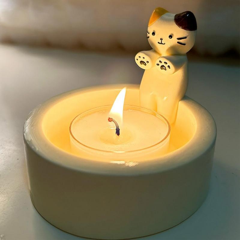 Candelabro con garra cálida para gato, candelabro de resina para gatito, candelabro de aromaterapia con forma de gato a la parrilla, adorno de escritorio