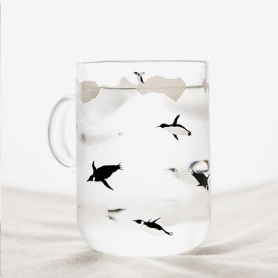 350ml 500ml Kreative Einfache Wasser Tasse Polar- Stil Handgemachte Glas Nette Eisbär Pinguin Becher Kaffee Tasse Kaltes und wärme beständig: Pinguin