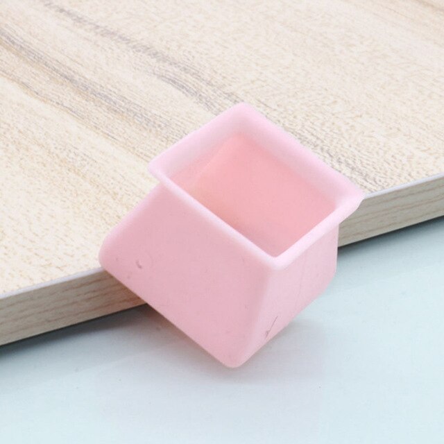 4 stuks meubelbeschermer siliconen beschermhoes vierkant voor stoelpoot vloerbeschermer  tp899: Roze