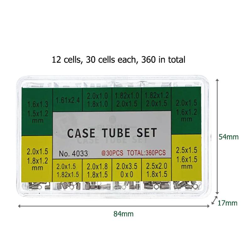 360 Pcs Koper Gemengde Maten Horloge Case Crown Buizen Buizen Voor Waterdichte Crown Horloge Reparatie Onderdelen Voor Horlogemakers Tool