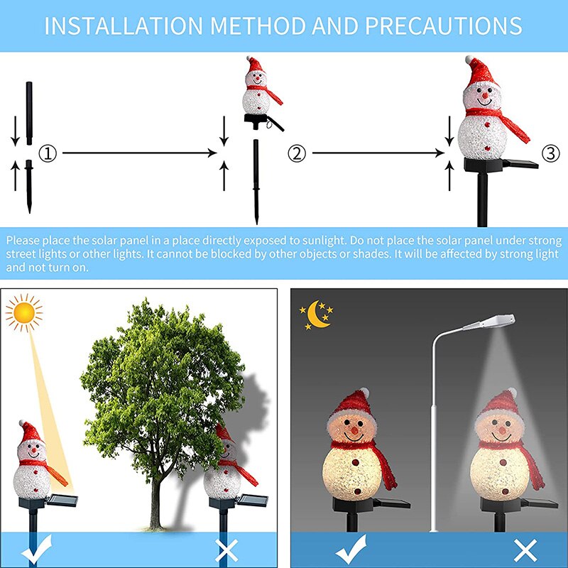 Solar Light Outdoors Garden Decoration Christmas Snowman Home Christmas Ornaments for Year 2022 Landscape Lawn Lamp