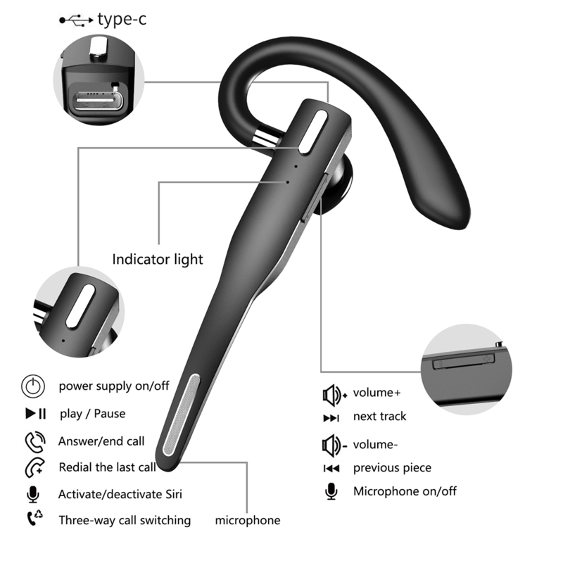 YYK525 Drahtlose Bluetooth-kompatibel Kopfhörer Freihändig Business Headset Mini Ohrhörer Gebaut-in Mic für Auto Fahren DXAC
