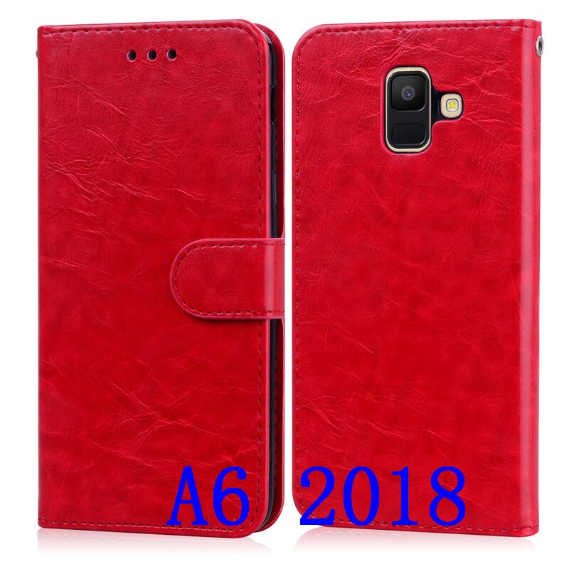 Case Voor Samsung Galaxy A6 Zachte TPU Siliconen Telefoon Cover Leather Wallet Flip Case Voor Samsung Galaxy A6 EEN 6 Plus Case: Red A6 2018