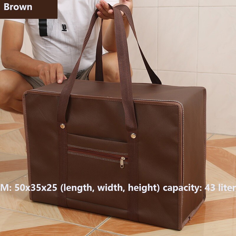 Extra Large Waterproof Thickening Moving Bag Oxford Woven Bag Large Capacity Luggage Bag Pack Aviation bag: brown  M