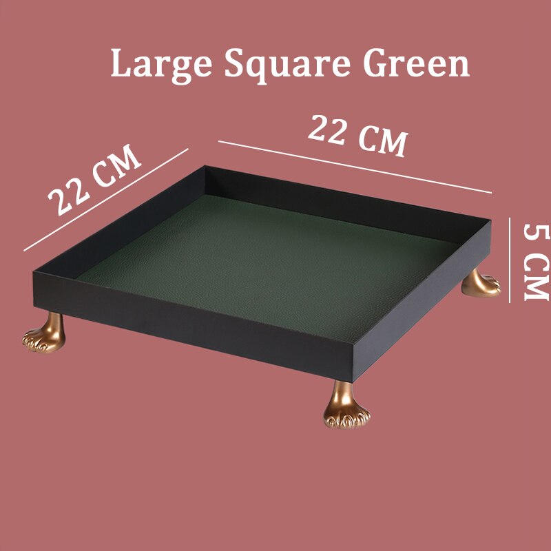 Metal Dice Storage Tray for DND Role Playing Table Games Dice Rolling Jewelry Cosmetic Storage Display Trays: Large Square Green