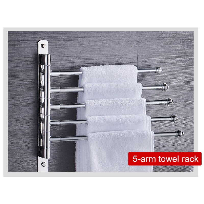 Badkamer Swivel Handdoek Bar 2/3/4/5 Swing Arms Rvs Swing Hanger Met Haak Ruimtebesparend Muur mount Roterende Handdoek Rail